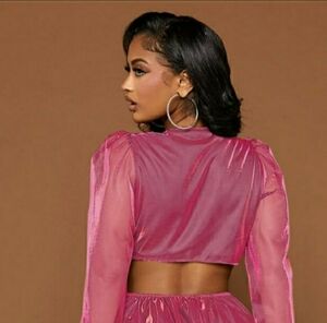 SHEIN Vibrant Pink Sheer Crop Top